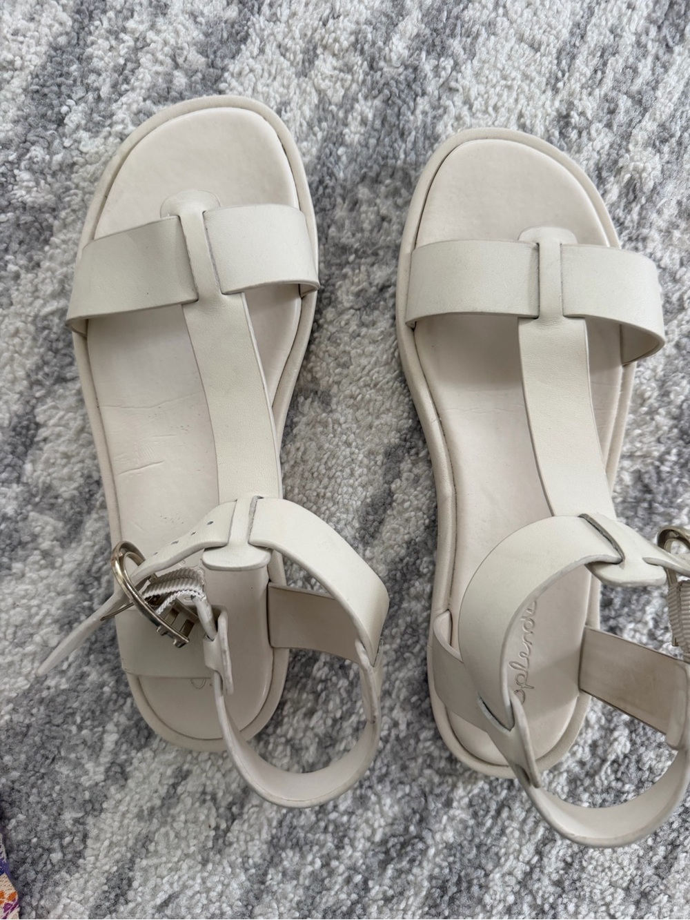 Splendid Cream T-Strap Ankle Buckle Sandals